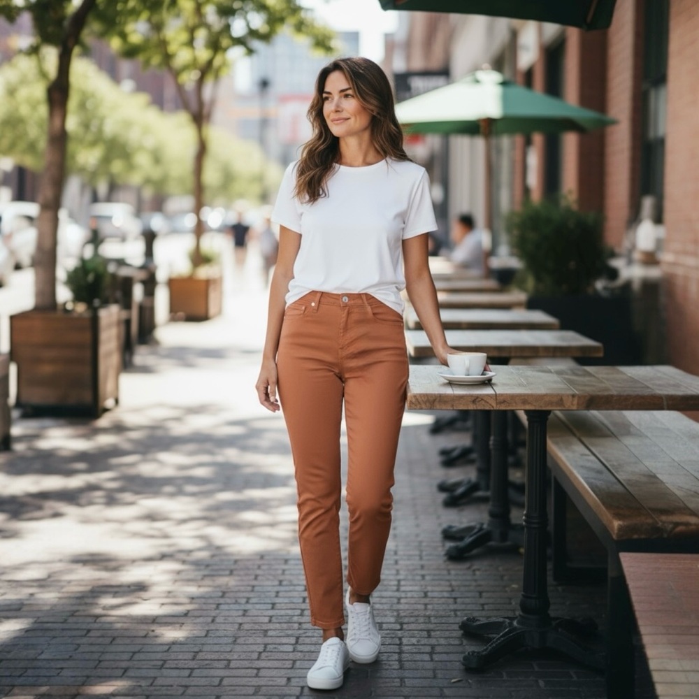 NWT Just USA Soft Terracotta High Rise Straight Leg Raw Hem Jeans Fall